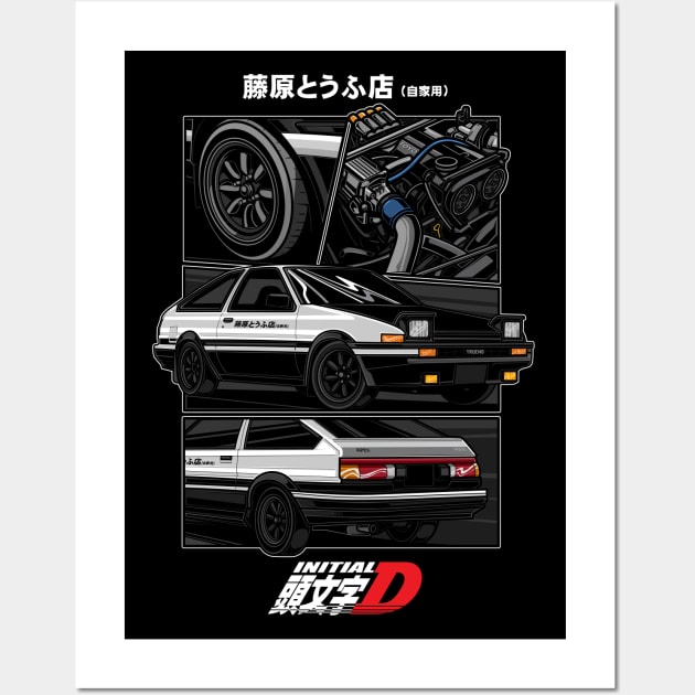 Toyota Ae86 Trueno Initial D Anime version Wall Art by desaindroid@gmail.com